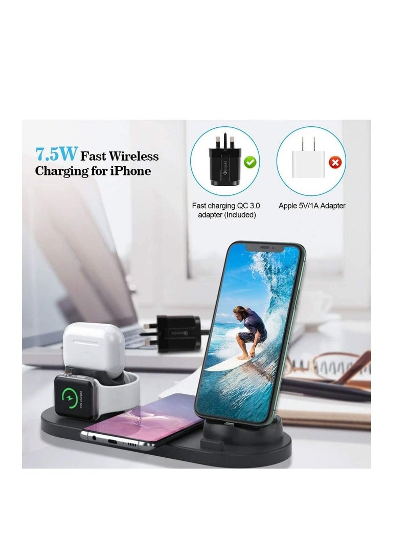 Phone Planet 6 in 1 Wireless Charger Stand for Apple Watch/AirPods/Apple iPhone/Samsung Charging Dock - Image 1