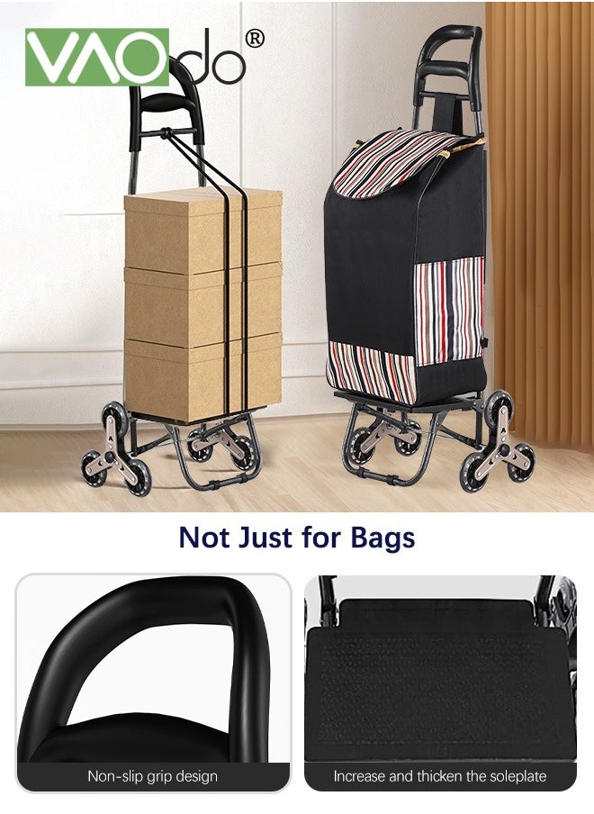 VAOdo - Foldable Shopping Utility Cart Easily Collapsible Rolling Cart Waterproof Easy to Climb Stairs and Save Effort Utility Shopping Cart with Leak-proof Base and Elastic Cord  Foldable Shopping Cart - Image 1