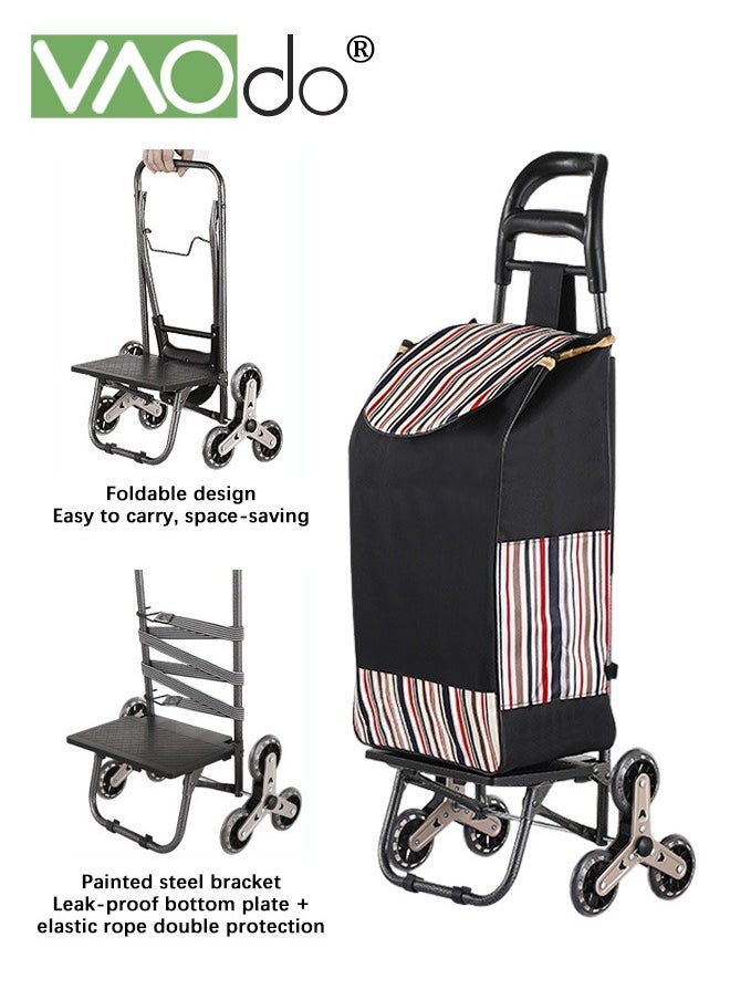 VAOdo - Foldable Shopping Utility Cart Easily Collapsible Rolling Cart Waterproof Easy to Climb Stairs and Save Effort Utility Shopping Cart with Leak-proof Base and Elastic Cord  Foldable Shopping Cart - Image 1