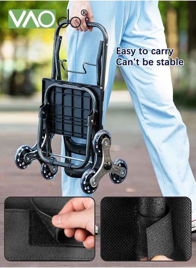 VAOdo - Foldable Shopping Utility Cart Easily Collapsible Rolling Cart Waterproof Easy to Climb Stairs and Save Effort Utility Shopping Cart with Leak-proof Base and Elastic Cord  Foldable Shopping Cart - Image 1