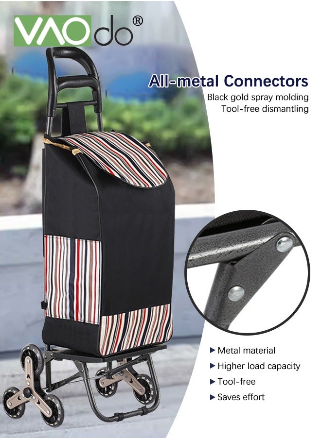 VAOdo - Foldable Shopping Utility Cart Easily Collapsible Rolling Cart Waterproof Easy to Climb Stairs and Save Effort Utility Shopping Cart with Leak-proof Base and Elastic Cord  Foldable Shopping Cart - Image 1