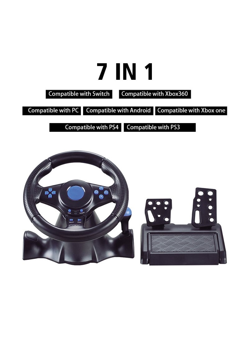 Racing Steering Wheel And Pedals, 7 In 1 180 Degrees Rotation PC Racing Wheel,Programable Dual Vibration USB Powered Racing Simulator Wheel, Enhances Your Racing Experience Compatible with Xbox one/  - Image 5