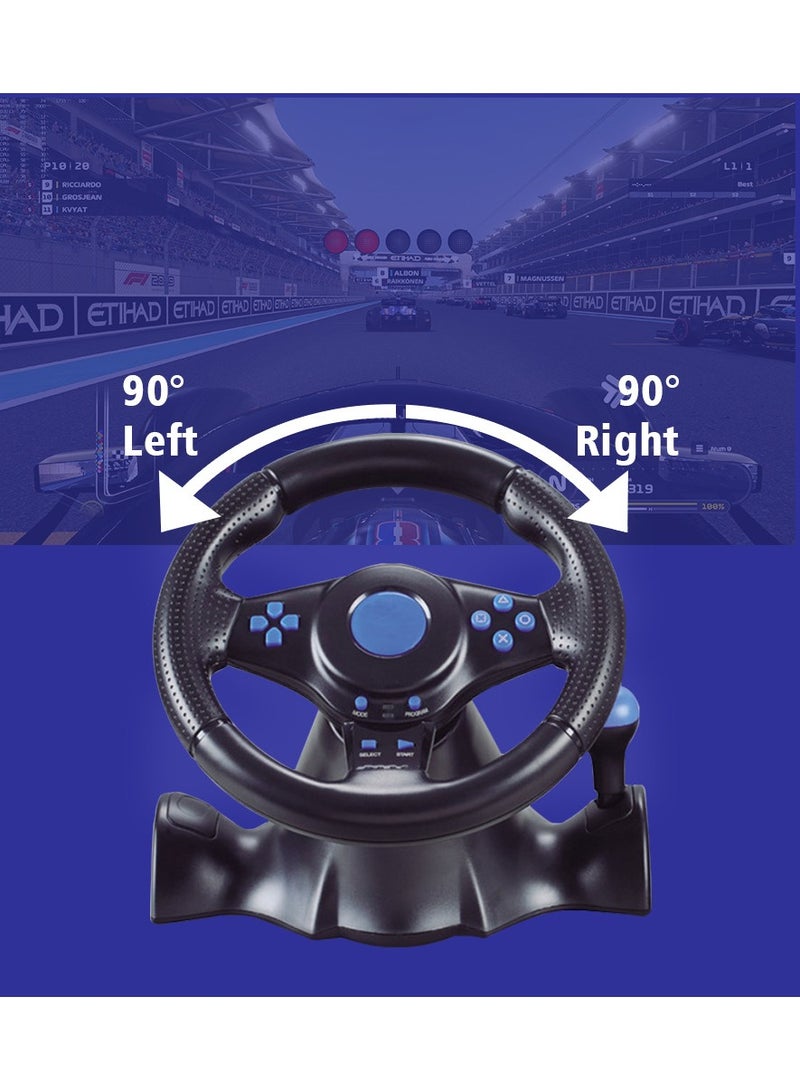 Racing Steering Wheel And Pedals, 7 In 1 180 Degrees Rotation PC Racing Wheel,Programable Dual Vibration USB Powered Racing Simulator Wheel, Enhances Your Racing Experience Compatible with Xbox one/  - Image 4