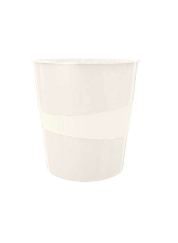 LEITZ Leitz 15 Litre Waste Bin, Plastic, WOW Range, Pearl White  - Image 1