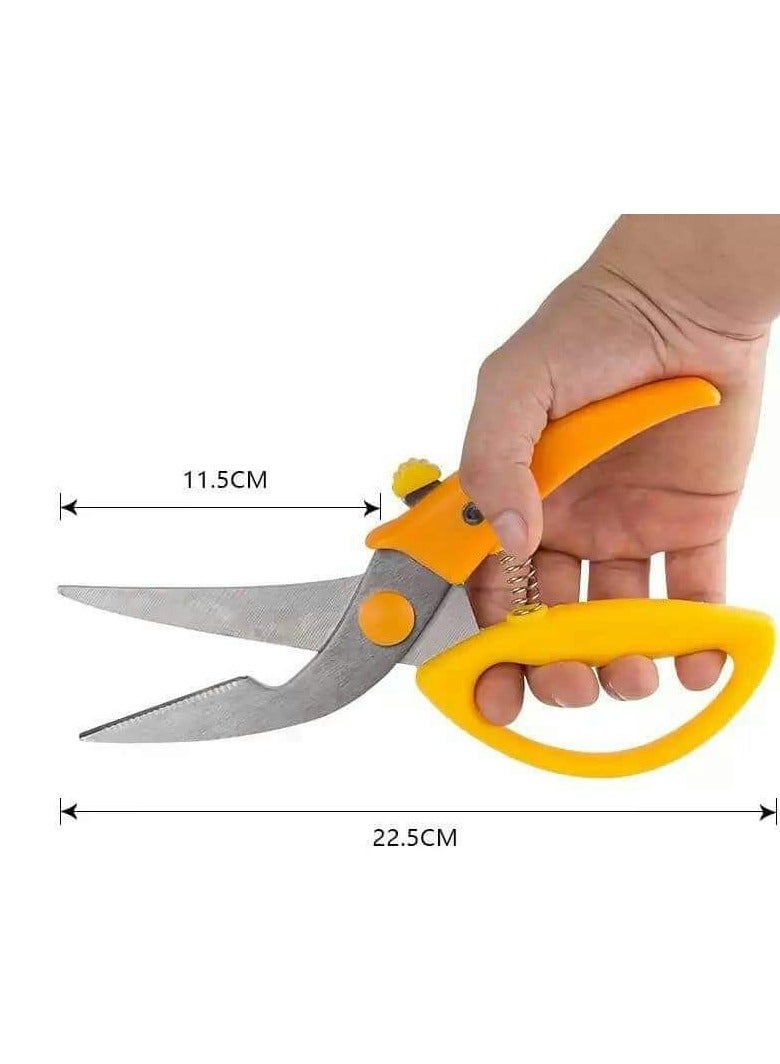 Stainless Steel Kitchen Scissors with Plastic Handle - Yellow - Image 2