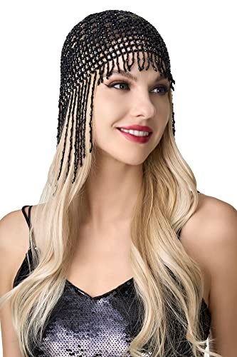 BABEYOND 1920s Beaded Flapper Headpiece - Roaring 20s Cleopatra Cap for Gatsby Themed Party - Image 1