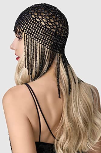 BABEYOND 1920s Beaded Flapper Headpiece - Roaring 20s Cleopatra Cap for Gatsby Themed Party - Image 3