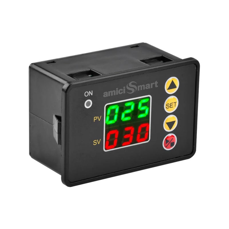 amiciSmart Digital ON/Off Timer Controller | 220V AC Programmable Delay Timer Switch with Dual LED Display | Cycle/Interval Modes | Relay Output 10A 250VAC | Panel Mount - Image 1