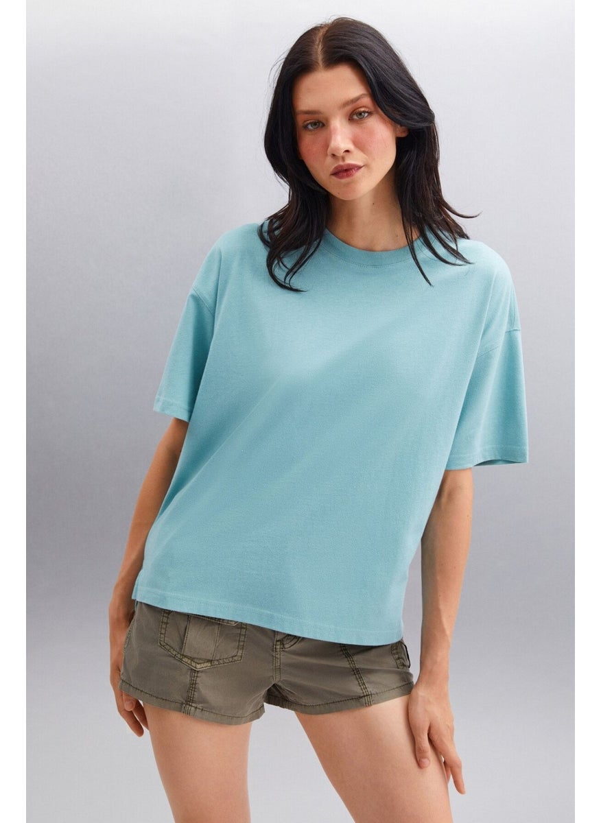 Jemmy Women's Basic Jersey Woven Relaxed 100% Organic Cotton Green T-shirt - pzsku/ZDDC0606B28D16639A665Z/45/_/1741637794/18ff416a-cedf-4d24-9ef6-cdda9a6371f1