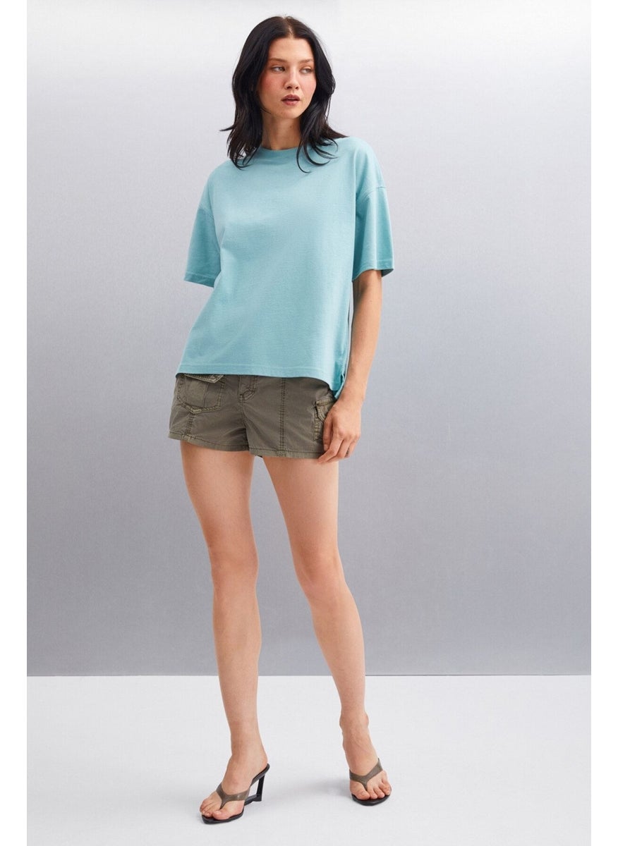 Jemmy Women's Basic Jersey Woven Relaxed 100% Organic Cotton Green T-shirt - pzsku/ZDDC0606B28D16639A665Z/45/_/1741637795/8c782393-0eea-4350-ad7f-2a10facfca7b