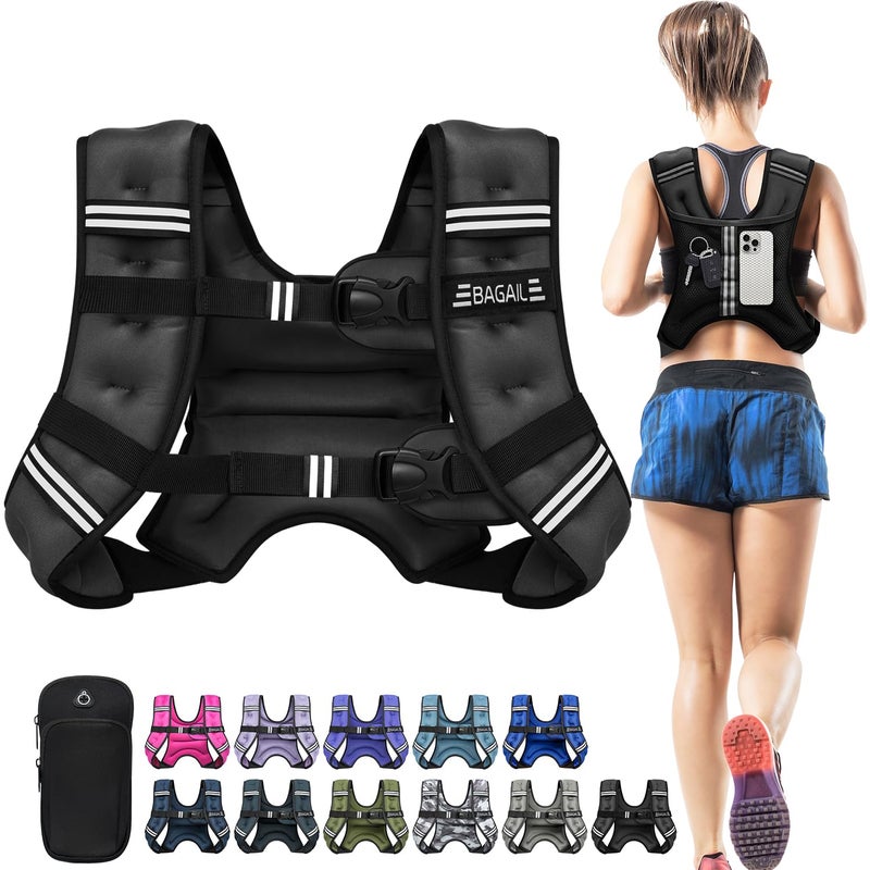 BAGAIL Comfort-Fit Weighted Vest for Woman, Even Weight Distribution, Faster Weight Loss, No-Chafe or Bounce for Walking & Running with Detachable Phone Pouch & Reflective Stripes (Available 5-30lbs) - Image 1