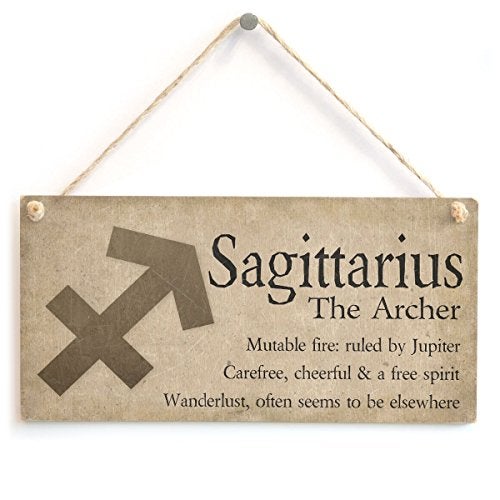 Meijiafei Sagittarius The Archer - Beautiful Spiritual Gift Astrology Sign of the Zodiac Plaque 10" x 5" - Image 1
