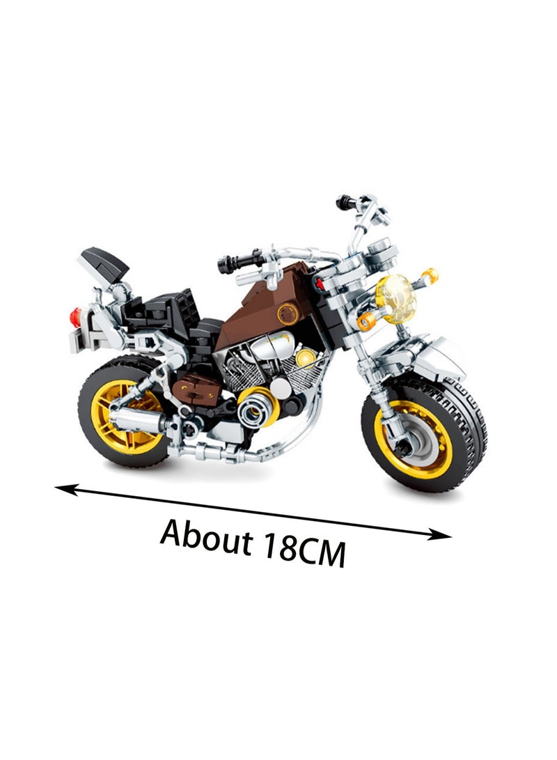243pcs Silver And Yellow Retro Motorcycle Building Toy Set; Build A Motorcycle Gift For Kids Aged 8+ Who Love Fast-Paced Vehicle Action - Image 2