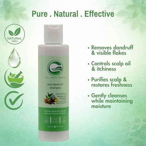 Greenviv Zinc Pyrithione Anti-Dandruff Shampoo for Dandruff & Itchy Scalp, Removes Flakes & Soothes Scalp with Salicylic Acid & Tea Tree | Sulphate & Paraben-Free | 200 ml - Image 3
