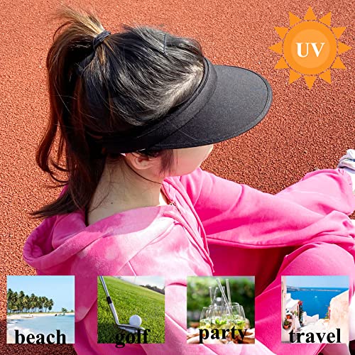 Kejea 2 Pack Sun Visor Hats Women Men Clip On Wide Brim Visors Hat Outdoor Sports Golf Beach Travel Tennis Caps (Black) - Image 4