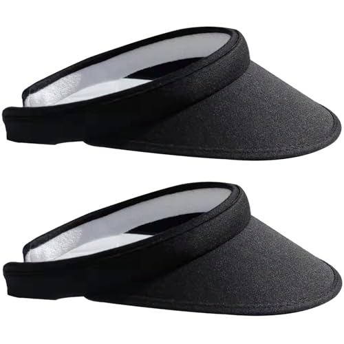 Kejea 2 Pack Sun Visor Hats Women Men Clip On Wide Brim Visors Hat Outdoor Sports Golf Beach Travel Tennis Caps (Black) - Image 1