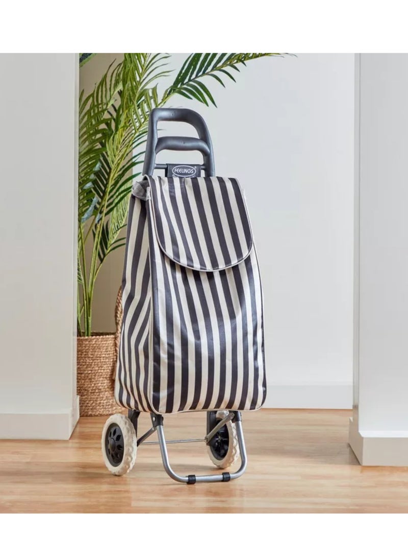 Feelings FEELINGS Folding Essential Shopping Trolley- in Stripes  - Image 1