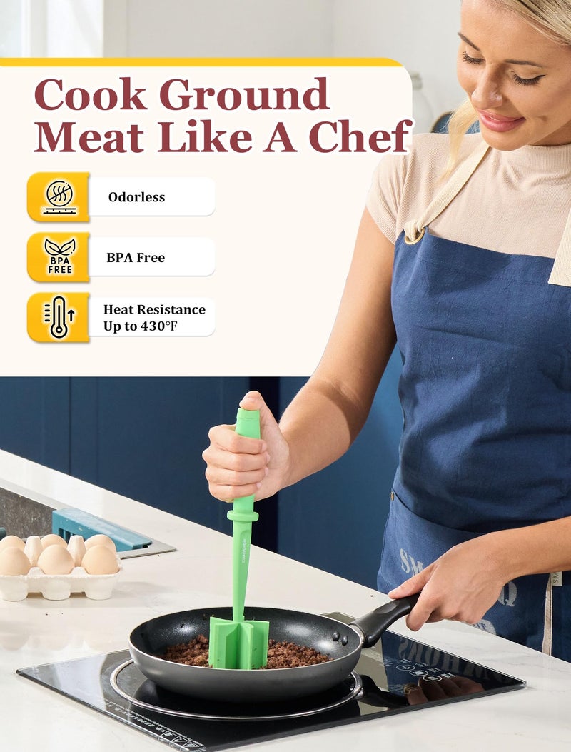 CLUEAPOP Heat Resistant Nylon Meat Chopper and Potato Masher, Safe for Non-Stick Cookware, 11-Inch,Heat Resistant Meat Masher for Hamburger Meat, Ground Beef Smasher, Potato Masher Tool - Image 3