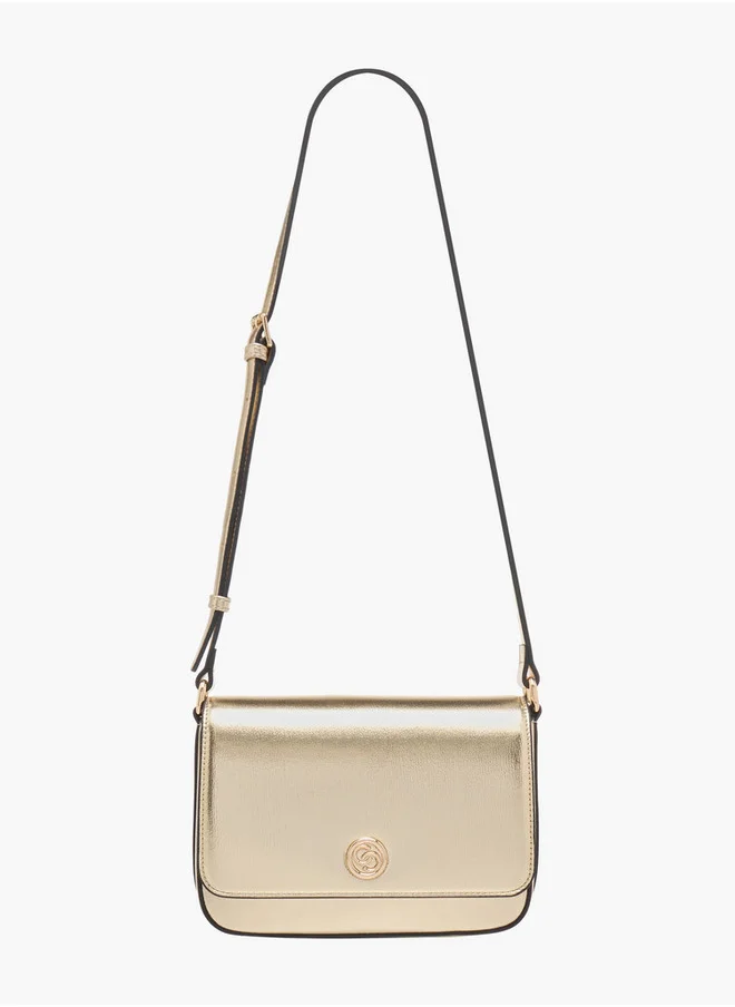 Celeste Women's Metallic Crossbody Bag with Flap Closure and Adjustable Strap