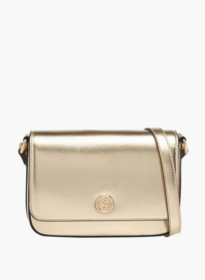 سيليست Women's Metallic Crossbody Bag with Flap Closure and Adjustable Strap