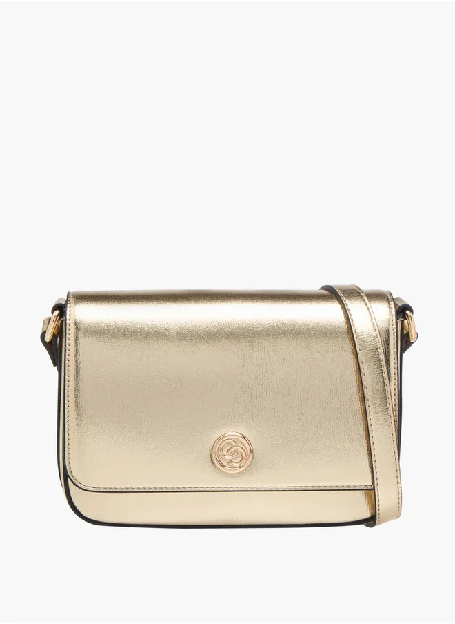 Celeste Women's Metallic Crossbody Bag with Flap Closure and Adjustable Strap