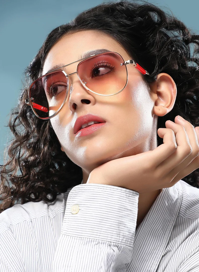 صوص هاوت نظارة شمسية بإطار افياتور كامل الحواف مع حماية من الأشعة الشمسية للنساء