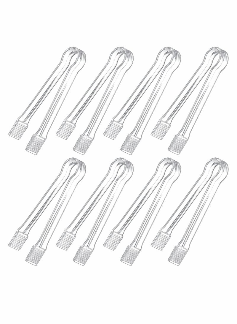 Excefore ملقط بوفيه بلاستيكي، 8 قطع ملاقط مطبخ صغيرة شفافة بطول 6.3 بوصة، ملاقط ثلج صغيرة للشاي والقهوة، حفلات، تقديمات، مقبلات، سلطة، حلويات، سندوتش، باربوفيه للشواء - Image 1