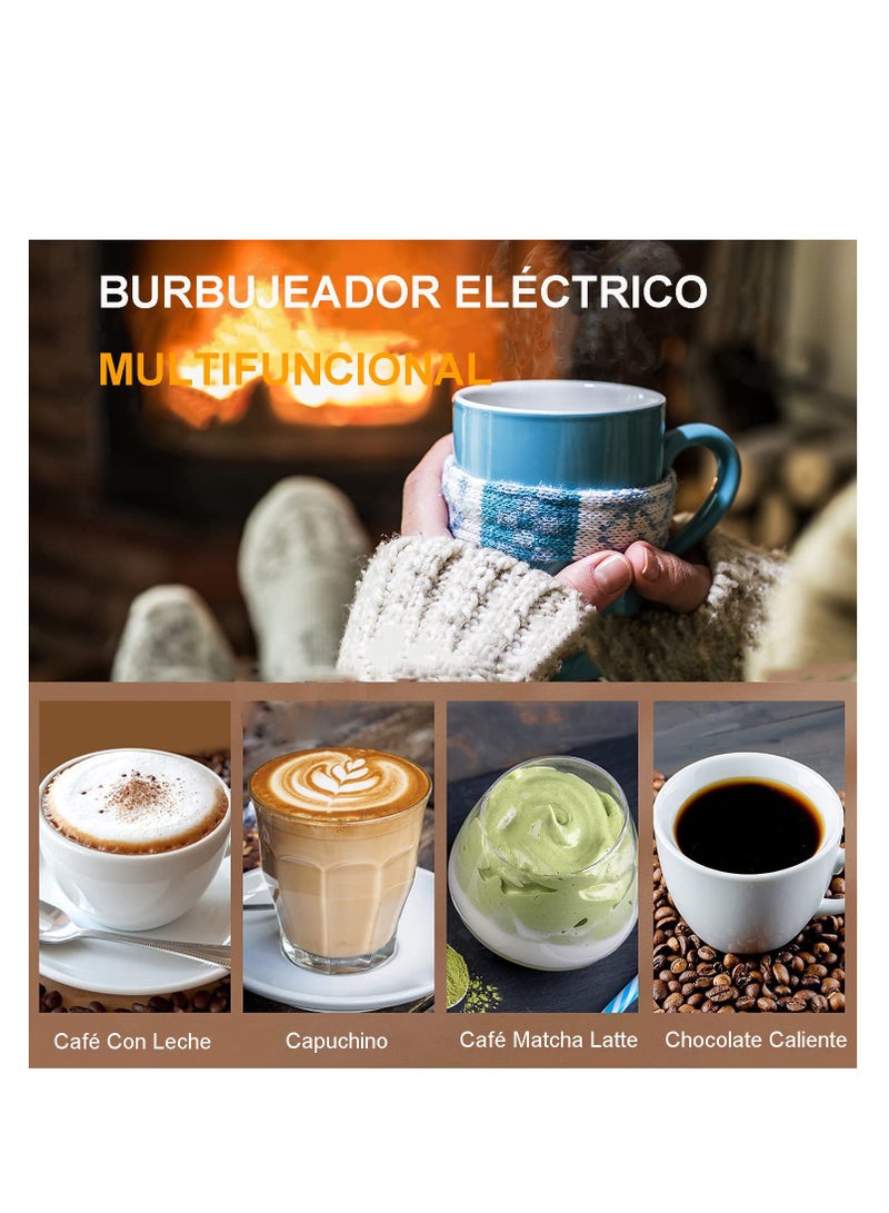 SYOSI Milk Frother Handheld, USB Rechargeable Electric Milk Frother, 3 Speed Adjustable, Dual USB Charging Mode, with 3 Stainless Steel Whisks for Latte, Cappuccino, Hot Chocolate, Egg (Black) - Image 5