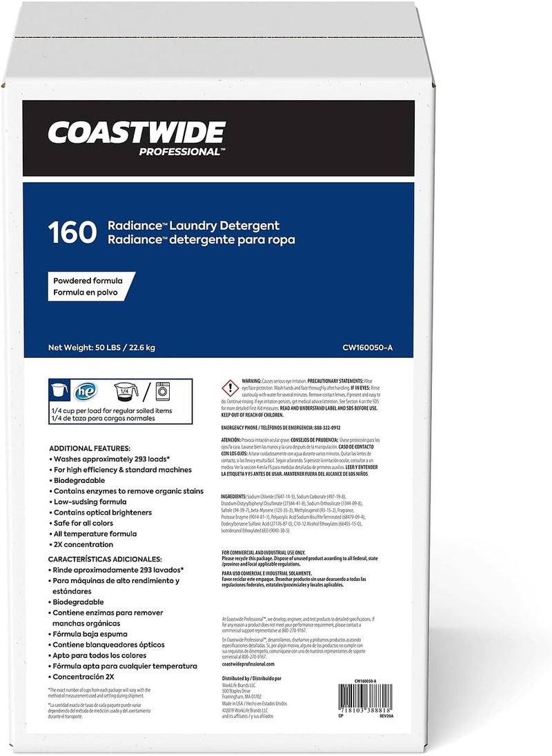 STAPLES Coastwide 665223 Radiance Powdered Laundry Detergent Citrus Scent 50 Lbs - Image 1