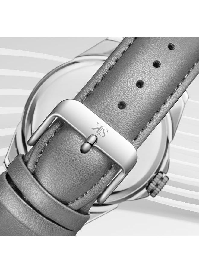 KENNETH SCOTT Kenneth Scott K24022-XLXX Men's Analog Display Watch & Leather  Strap Grey  - Image 5