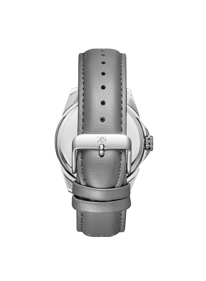 Kenneth Scott K24022-XLXX Men's Analog Display Watch & Leather  Strap Grey - Image 2