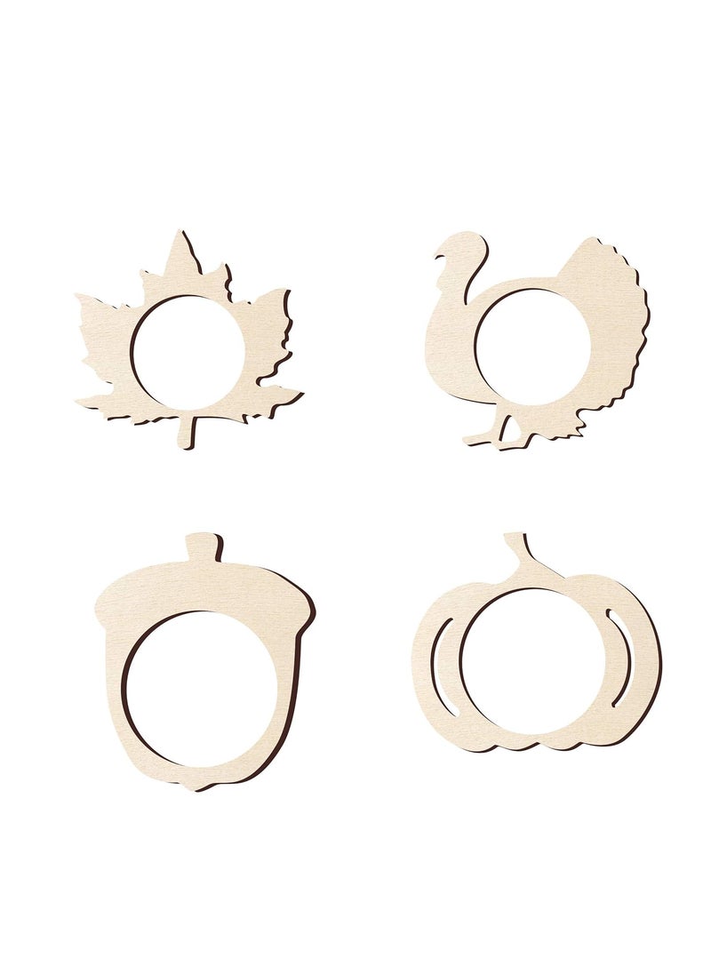 DECOR KAFE - Decor Kafe Pumpkin Leaf and Hen Wooden Napkin Rings for Table Decor Custom Guest Favors_WNR16 - Image 1