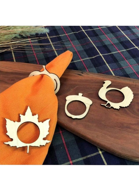 Decor Kafe Pumpkin Leaf and Hen Wooden Napkin Rings for Table Decor Custom Guest Favors_WNR16