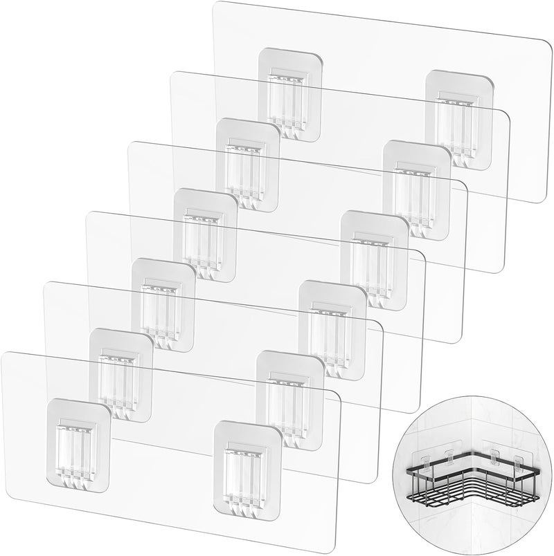 LIASDIVA Shower Caddy Adhesive Hooks, Replacement Strong Stickers Shower Hooks, Wall Hooks for Bathroom Shower Shelf Basket Hanging Hooks - Image 1