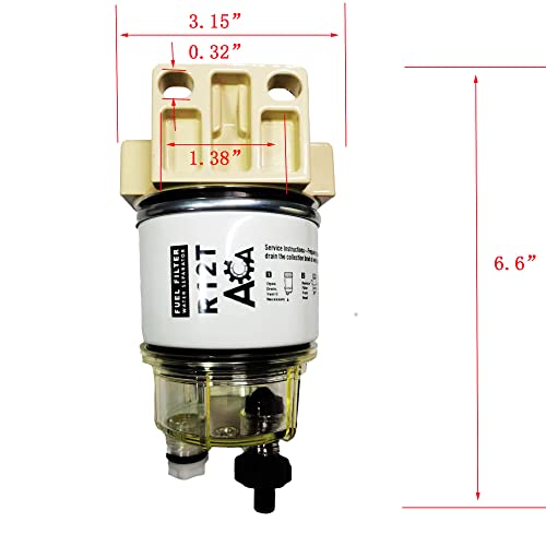 ACA R12T Marine Fuel Water Separator Kit Fits 1/4 NPT ZG1/4-19 Outboard Motors for Gasoline and Diesel Engine Replaces R12T S3240 120AT RK10222 - Image 2