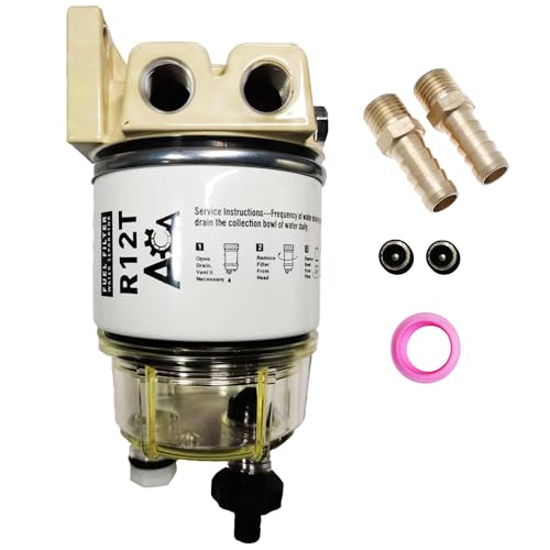 ACA R12T Marine Fuel Water Separator Kit Fits 1/4 NPT ZG1/4-19 Outboard Motors for Gasoline and Diesel Engine Replaces R12T S3240 120AT RK10222 - Image 1