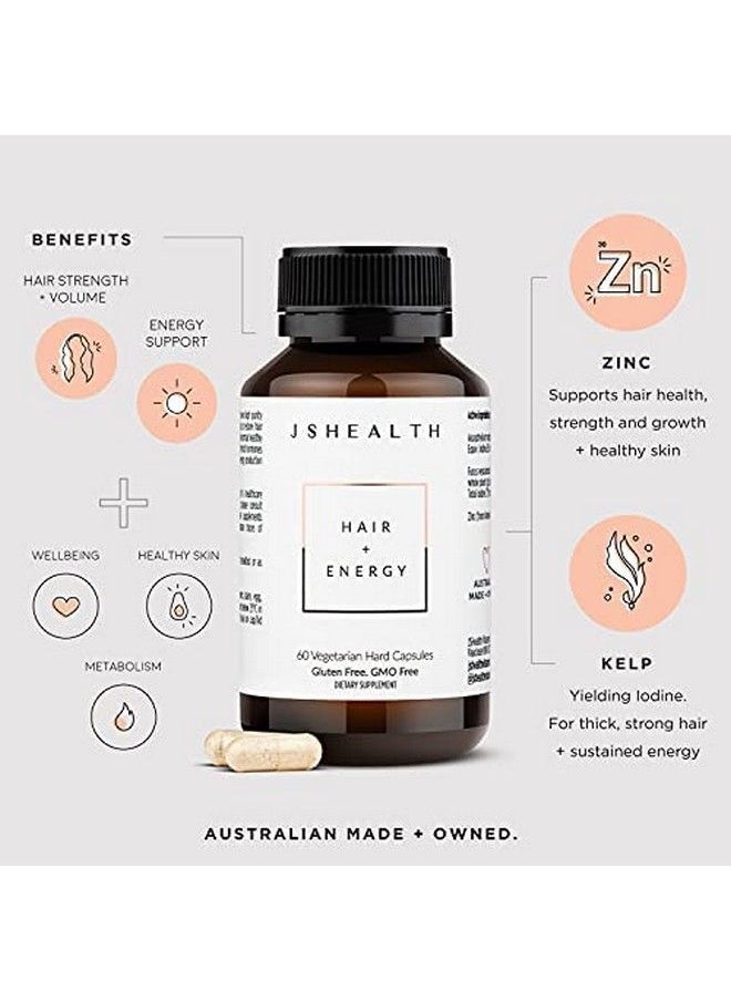 JSHealth - Vitamins Hair And Energy Formula Hair Growth Vitamins; Hair Vitamins For Women And Men; Zinc And Iodine Hair Supplements For Hair Growth; Hair Loss Supplements; (60 Capsules) - Image 1