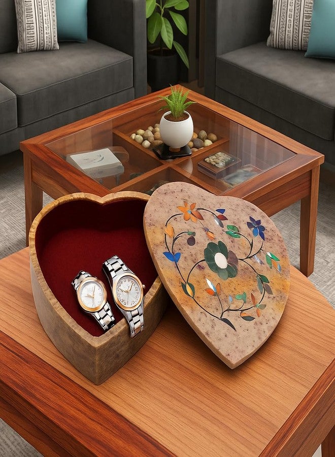 SANDSTERS VR SOURCING Heart Shape Marble Trinket Box Inlay Work Utility Box|Jewelry Box| Jewelry Organiser for Home Decor - Image 1
