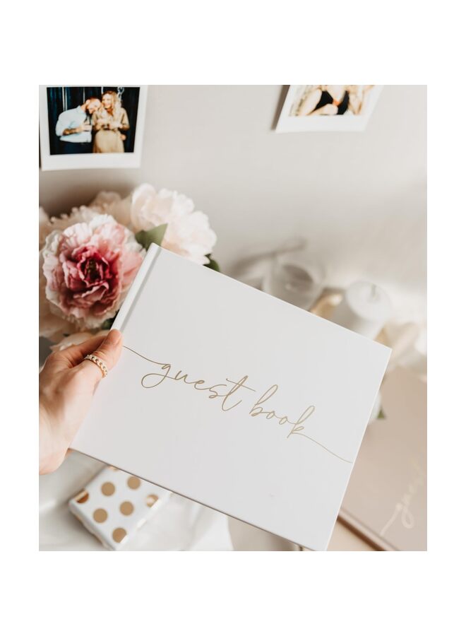 Wedding Guest Book - Elegant Guest Book Weddings Reception, Polaroid Guest Book for Wedding and Special Events - 100 Lined Pages for Wedding Sign in and Photos(WHITE) - Image 2