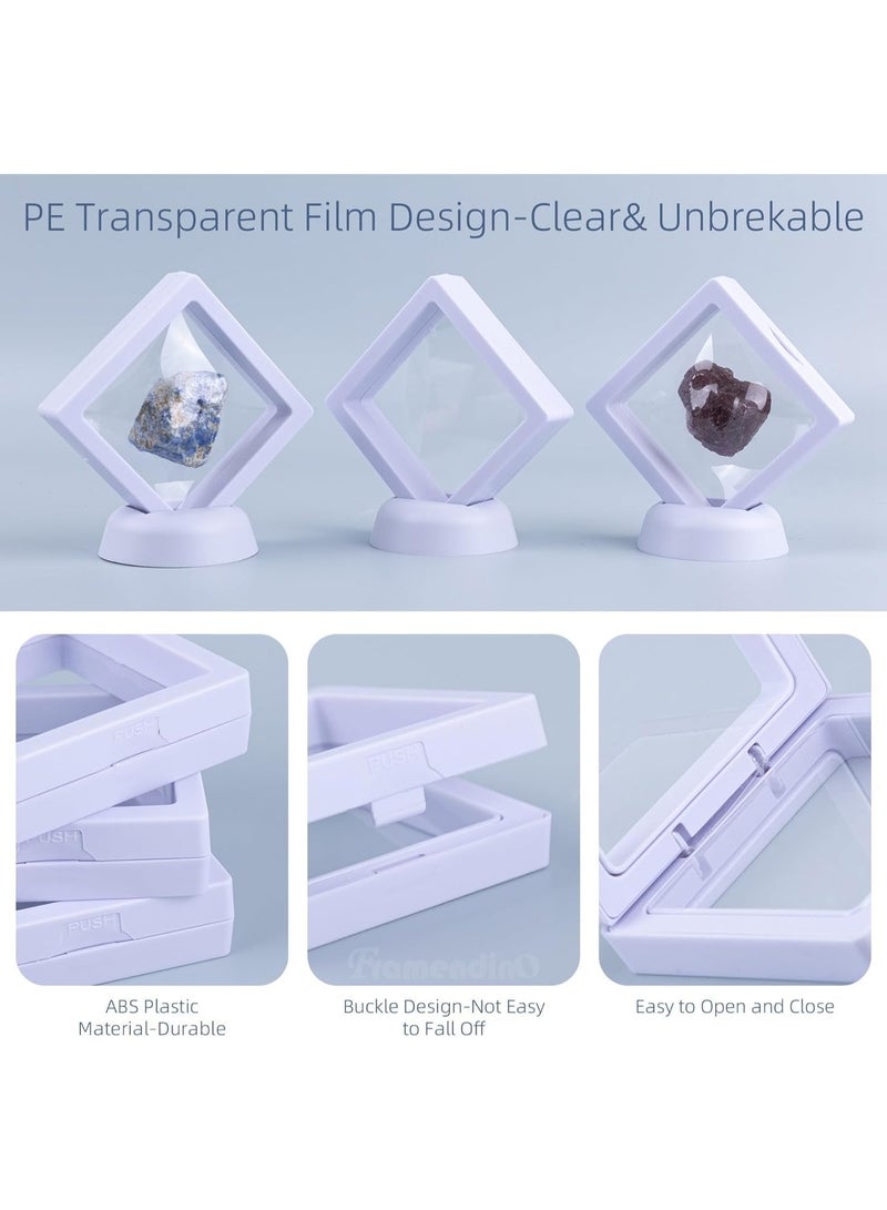 3D Floating Display Frame with Stand (Set of 1) – Premium Clear Double-Sided Floating Case for Challenge Coins, Military Medals, Jewelry & Collectibles – 2.75 x 2.75 Inch White Frame Display Holder with Gift Box Packaging - Image 4