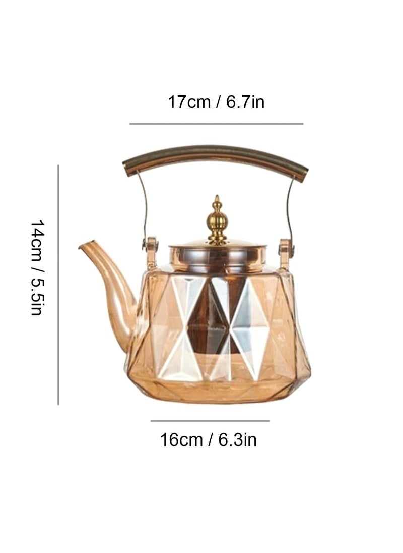 LOOPITYS 1000MLGeneric Stylish Glass Tea Pot - High Borosilicate Glasses Tea Maker Equipped With Tea Strainer - Premium Tea Kettle for Loose Leaf and Flower Tea  - Image 3
