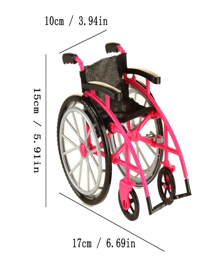 Dranvosk Dollhouse Miniature Wheelchair and Crutches Set for Dolls, Miniature Furniture Accessories, Mini Crutches Toy for Dollhouse Decor and Model Displays(Rosy) - Image 2
