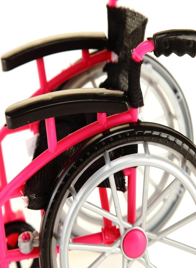 Dranvosk Dollhouse Miniature Wheelchair and Crutches Set for Dolls, Miniature Furniture Accessories, Mini Crutches Toy for Dollhouse Decor and Model Displays(Rosy) - Image 5