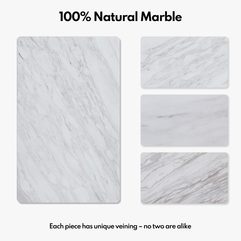 Lovdeco Large Marble Cutting Board 12"x20", 100% Natural Marble, Heavy Duty, Volakas White, Polished Surface for Pastry, Cheese, Serving & Kitchen Countertop â€“ White with Brown Veining - Image 5