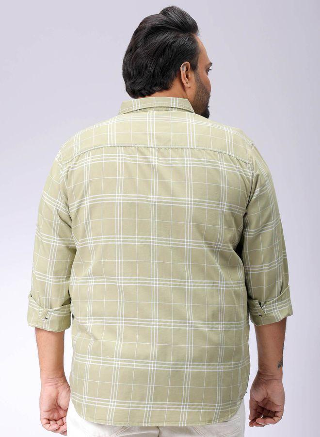 HARDSODA Men Plus Size Regular Fit Tartan Checks Cutaway Collar Full Sleeves Casual Shirt - Image 2