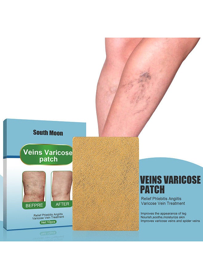 SOUTH MOON - South Moon 10Pcs Veins Varicose Patches Relieve Phlebitis Angiitis Improve Varicosity Soothing Leg Swelling Pain - Image 1