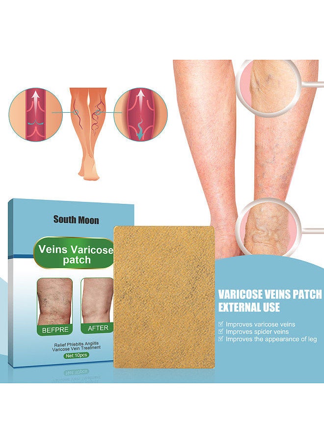 SOUTH MOON - South Moon 10Pcs Veins Varicose Patches Relieve Phlebitis Angiitis Improve Varicosity Soothing Leg Swelling Pain - Image 1