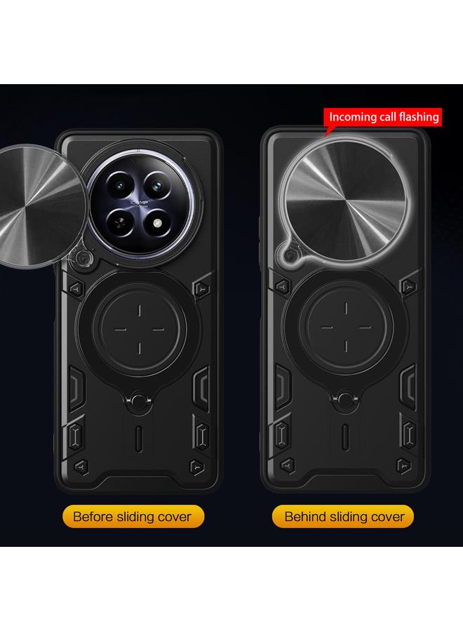 اس-توب جراب لهاتف Realme 12 5G Global CD Texture Sliding Camshield حامل مغناطيسي جراب هاتف - Image 5