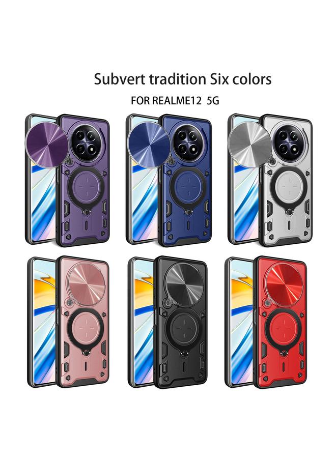 اس-توب جراب لهاتف Realme 12 5G Global CD Texture Sliding Camshield حامل مغناطيسي جراب هاتف - Image 2