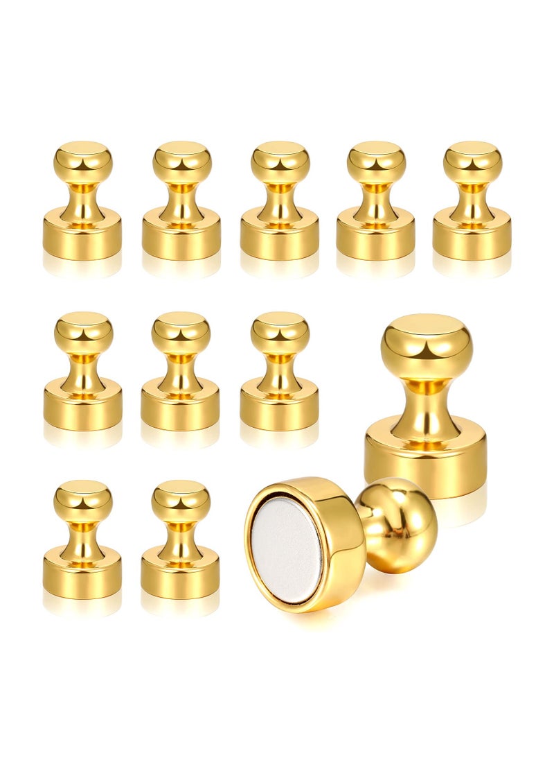 Generic - 12pcs Gold Metal Magnetic Push Pins - Heavy Duty Thumb Tacks for Fridge, Whiteboard & Office Use, Strong & Practical Magnets for Maps & More - Image 1